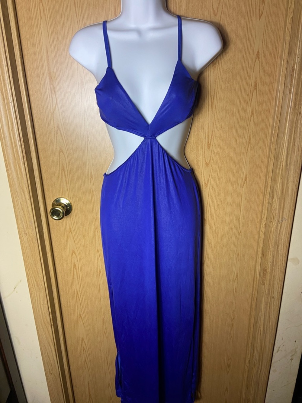 Royal Blue Cutout Maxi Dress - Women's Elegant Evening Dress